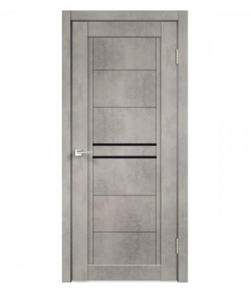 Дверь Velldoris NEXT 2, Муар светло-серый бетон, Лакобель черный