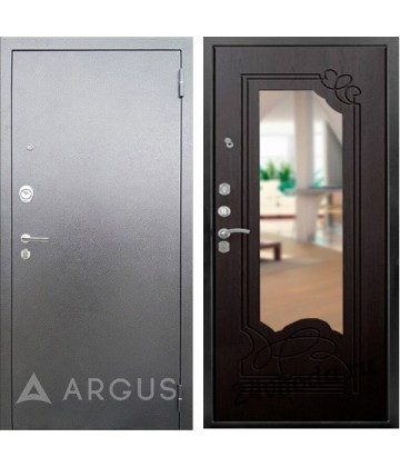 Дверь Аргус Ольга, с зеркалом Серебро/Венге