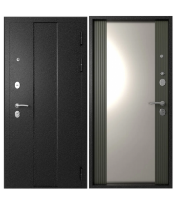 Входная дверь Эталон М-5 Черный букле-Софт графит Зеркало