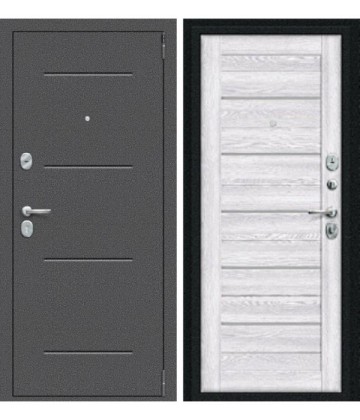 Входная дверь Portika П22 антик серебро/ ривьера айс лакобель белый