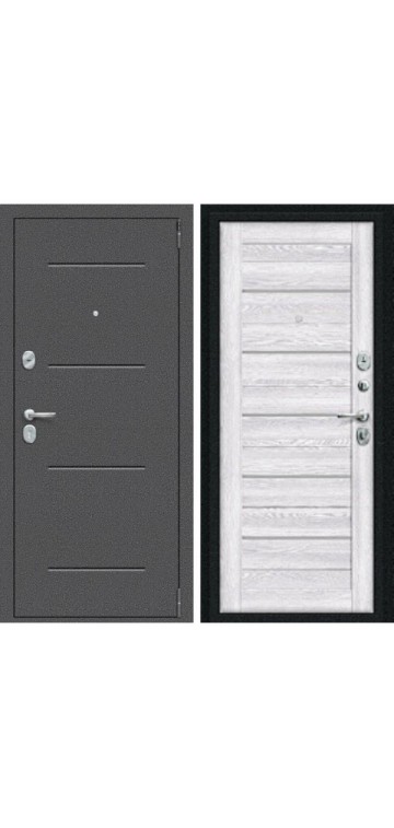 Входная дверь Portika П22 антик серебро/ ривьера айс лакобель белый