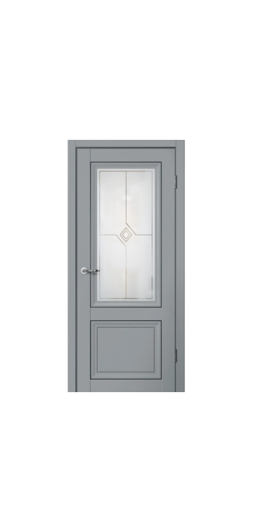 Межкомнатная дверь MONE М01 Эмалит серый «Ромб». Молдинг черный FLYDOORS