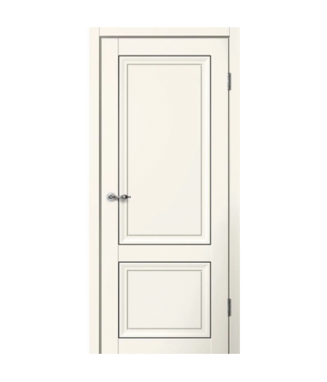 Межкомнатная дверь MONE М01 Эмалит ваниль. Полотно глухое. Молдинг черный. FlYDOORS