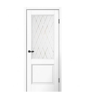 Межкомнатная дверь MONE 93 Эмалит белый. Английская решетка FLYDOORS