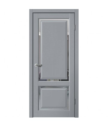 Межкомнатная дверь ESTETIC E02 Эмалит серый. Зеркало. FlYDOORS