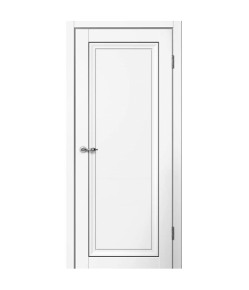 Межкомнатная дверь MONE М02 Эмалит белый. Полотно глухое. Молдинг черный FLYDOORS