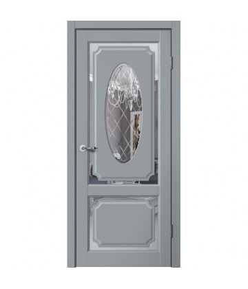 Межкомнатная дверь ESTETIC E04 Эмалит серый. Зеркало FLYDOORS