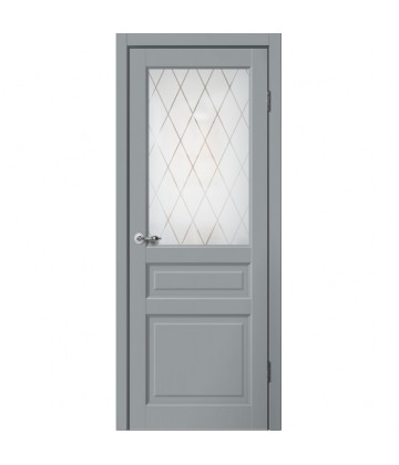 Межкомнатная дверь CLASSIC C03 Английская решетка Эмалит серый FLYDOORS