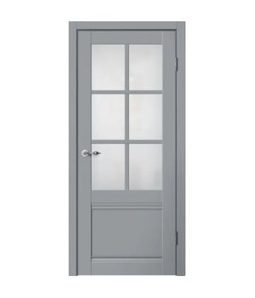 Межкомнатная дверь CLASSIC C04 Эмалит серый. Стекло мателюкс  FLYDOORS