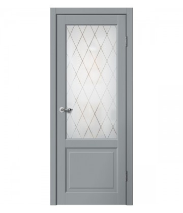 Межкомнатная дверь CLASSIC C02 Английская решетка Эмалит серый FLYDOORS