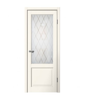 Межкомнатная дверь CLASSIC C02 Английская решетка Эмалит ваниль FLYDOORS