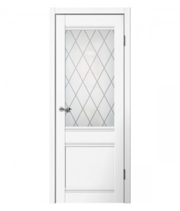 Межкомнатная дверь CLASSIC C01 Английская решетка Эмалит белый FlYDOORS
