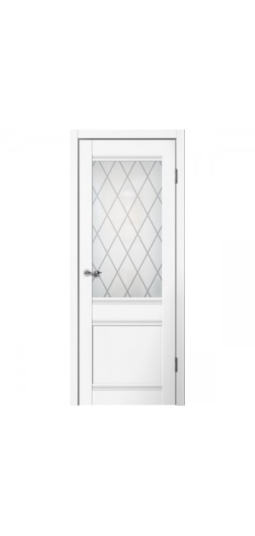 Межкомнатная дверь CLASSIC C01 Английская решетка Эмалит белый FLYDOORS