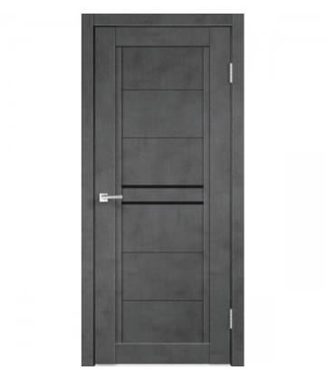 Дверь Velldoris NEXT 2, Муар темно-серый бетон, Лакобель черный