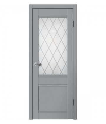 Межкомнатная дверь CLASSIC C01 Английская решетка Эмалит серый FlYDOORS