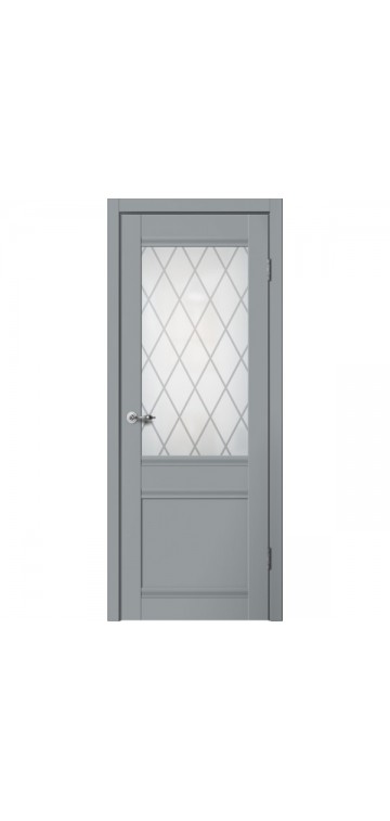 Межкомнатная дверь CLASSIC C01 Английская решетка Эмалит серый FLYDOORS