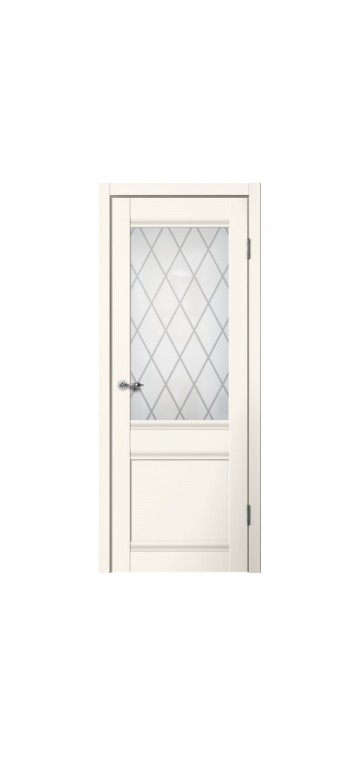 Межкомнатная дверь CLASSIC C01 Английская решетка Эмалит ваниль FLYDOORS