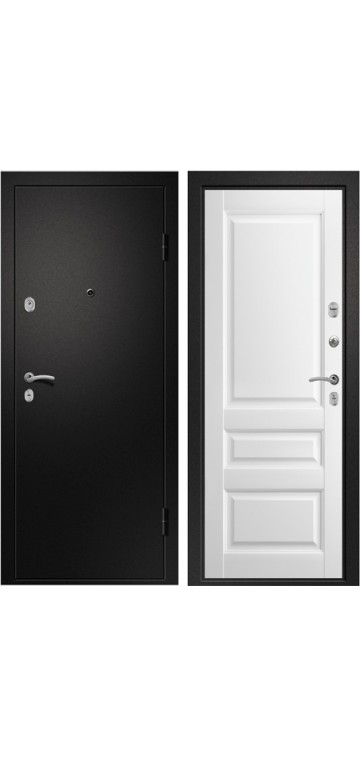 Входная дверь Ретвизан Медея-311 Черный сатин/Эрмитаж Белый.